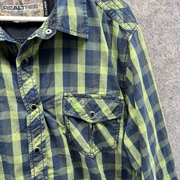 Reeltree Shirt Men 2XL Green Black Plaid Check Western Pearl Snap  XXL Outdoors - Picture 10 of 14